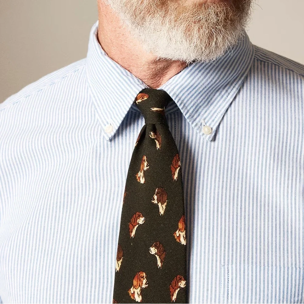 J crew olive dogs Italian wool tie in dog pattern